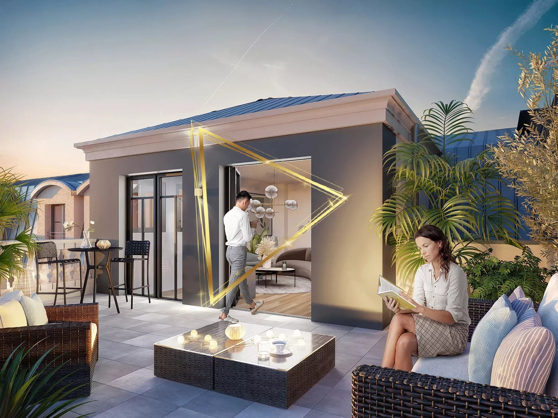 T4 avec deux terrasses, balcon, cave et parking.