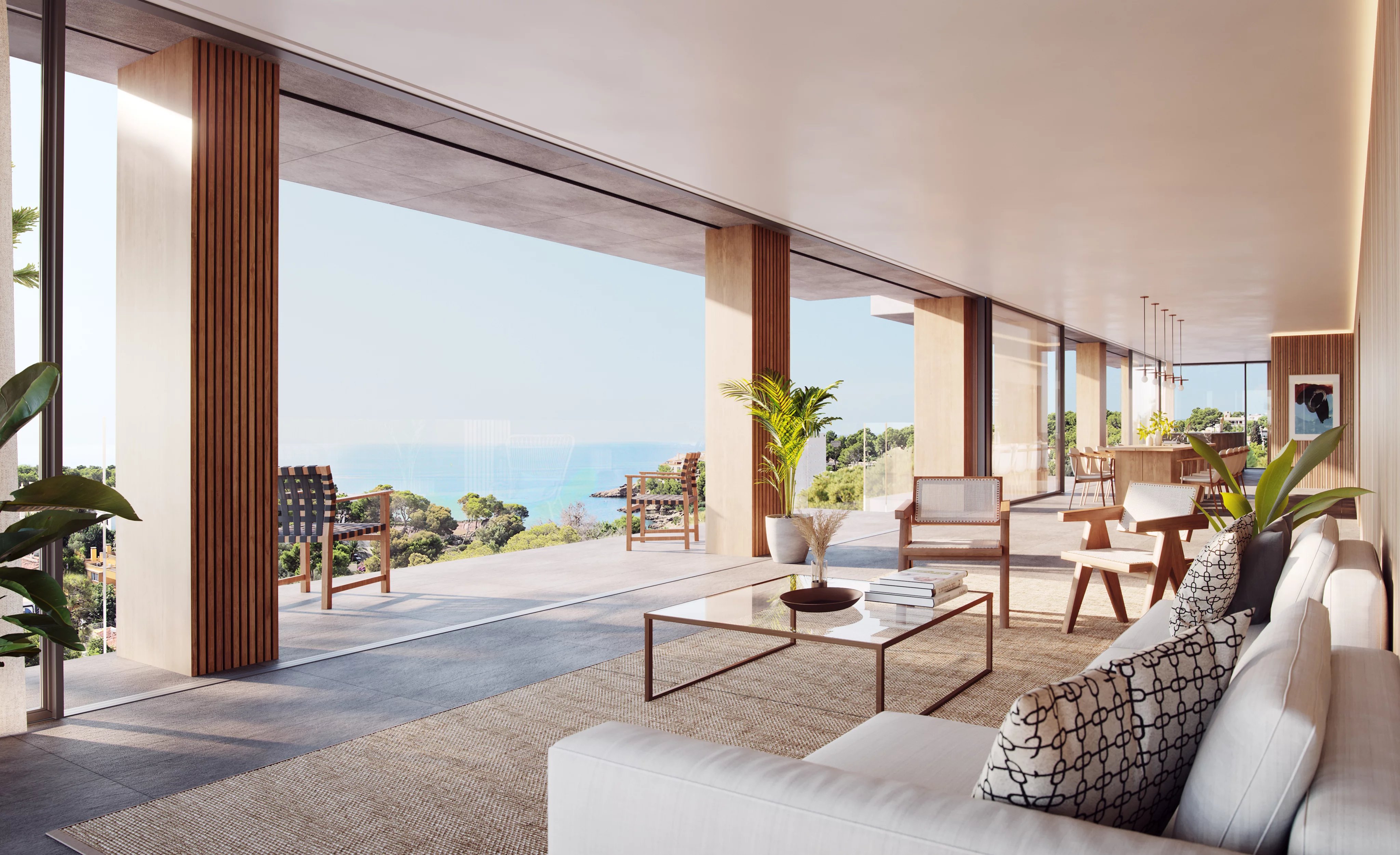 Ground floor with private pool and sea views