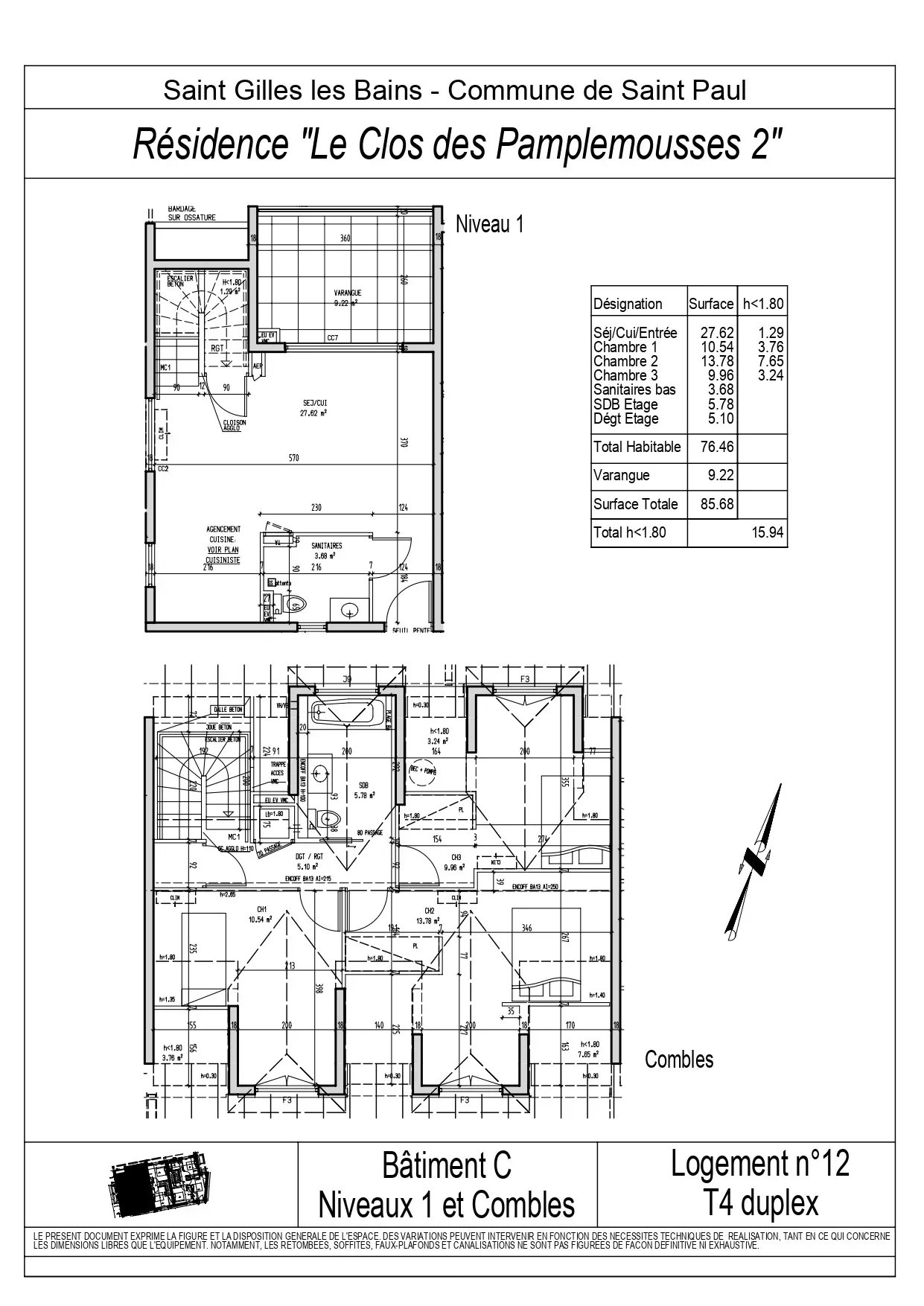 SAINT GILLES LES BAINS  Petite résidence de charmes : F4 Duplex Exceptionnelle à 420 000 euros !