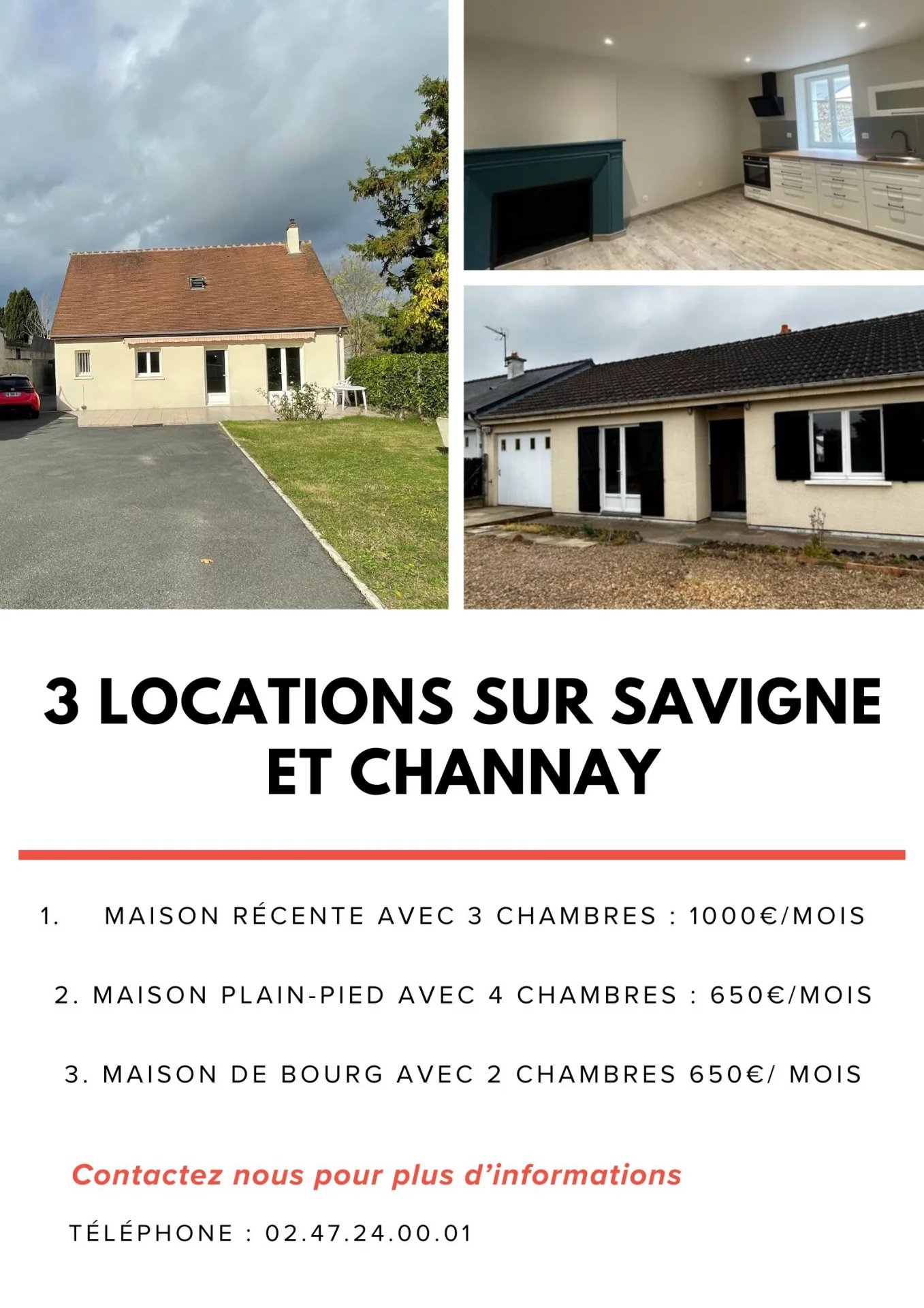 Locations - Savigné sur lathan et Channay sur lathan