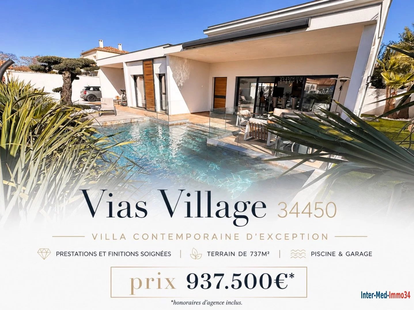 Vias 34450 A la recherche d'un bien Exclusif au Bord de la Méditerranée découvrez cette Splendide Villa de 5 pièces avec piscine sur terrain de 737m²
