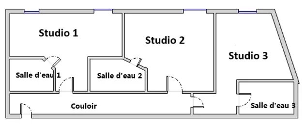 Appartement Montchat divisé en 3 studios loués