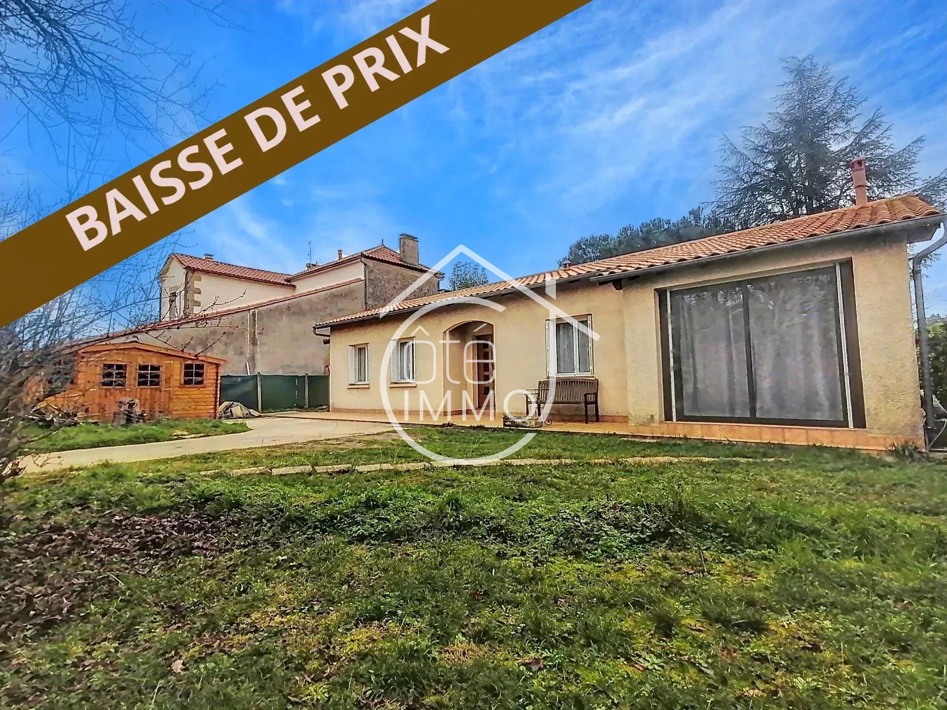 PINEUILH : 10 mns à pied centre ste foy villa plain-pied 97 m² sur jardin clos