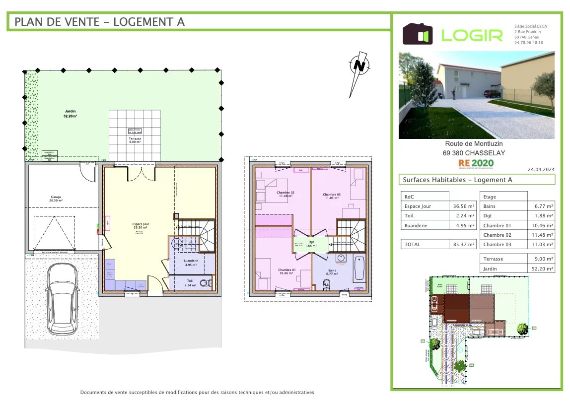 Maison mitoyenne de 85,37 m² à Chasselay