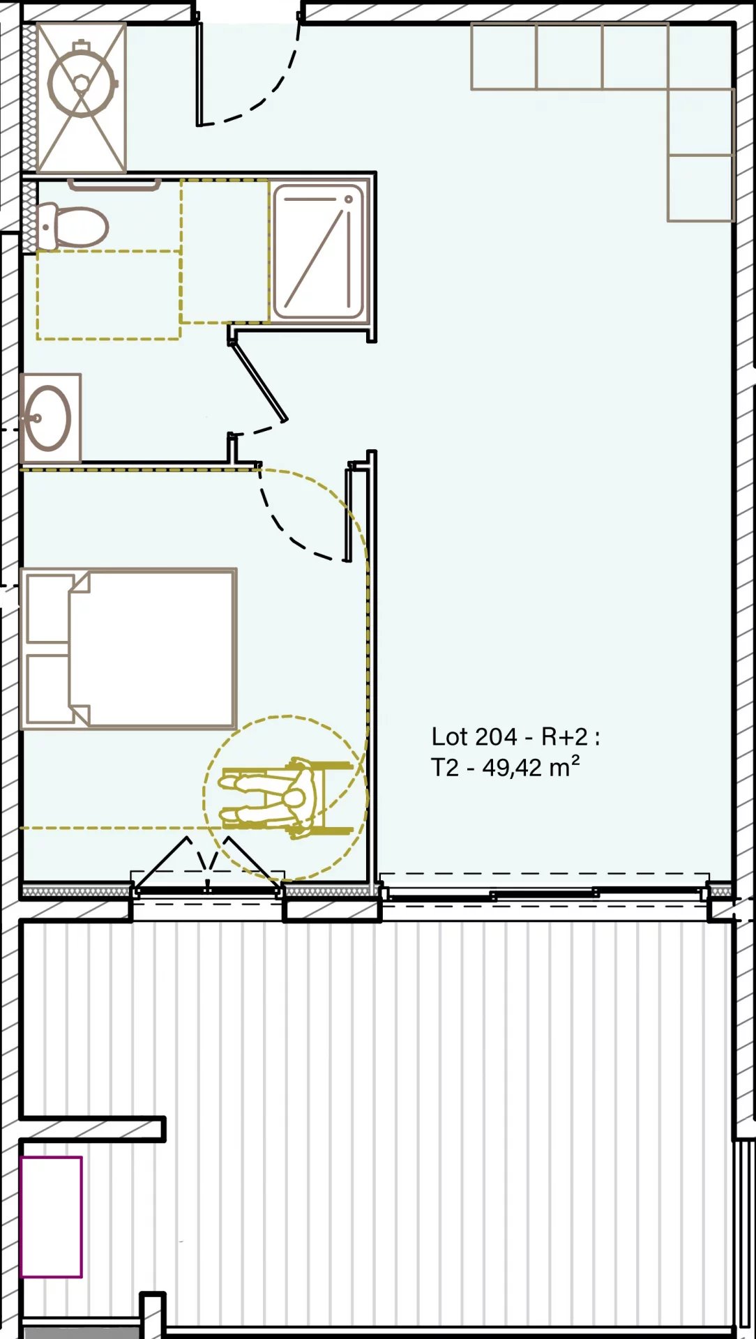 Solenzara : Appartement T2 de standing avec terrasse, vue mer