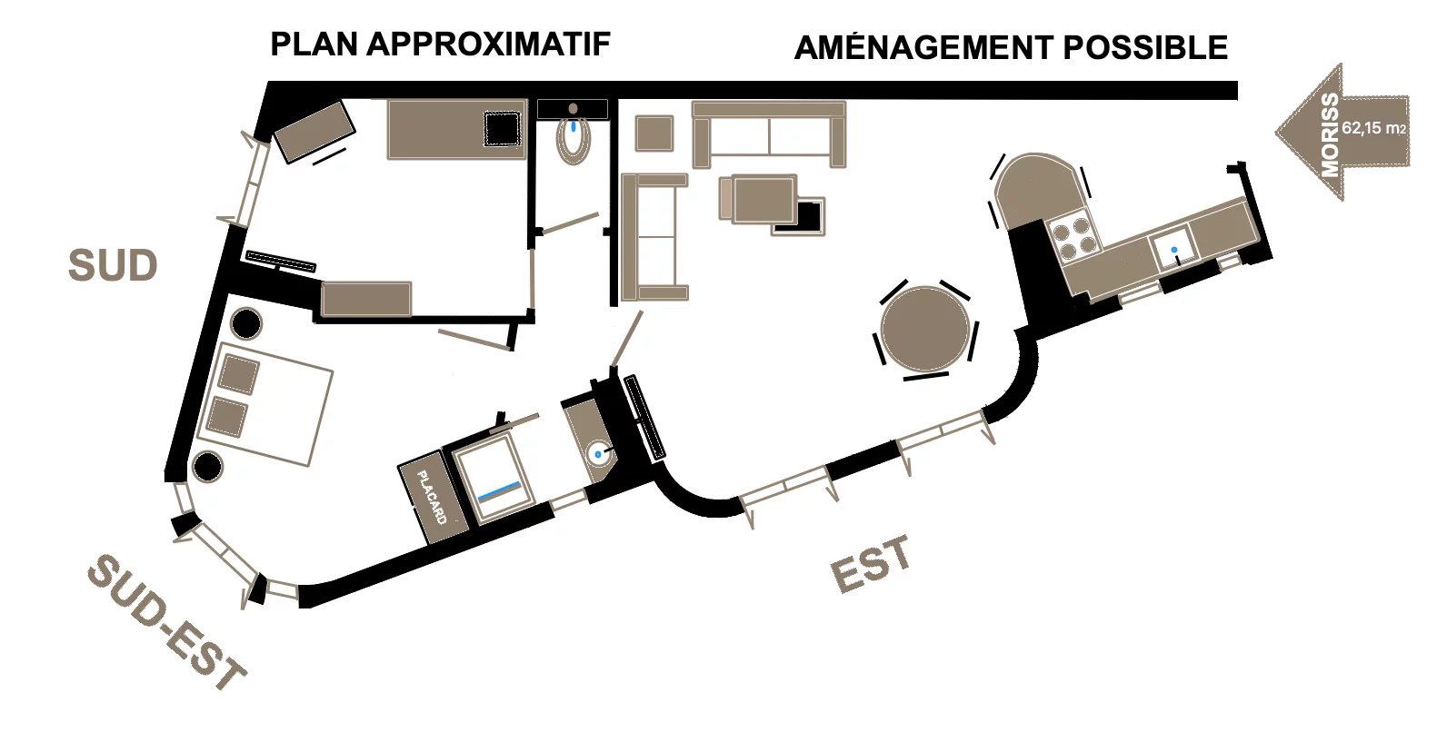 APPARTEMENT 3 PIECES DE 62,15 m2 - AU PIED DU METRO MAIRIE DE MO - Image Array