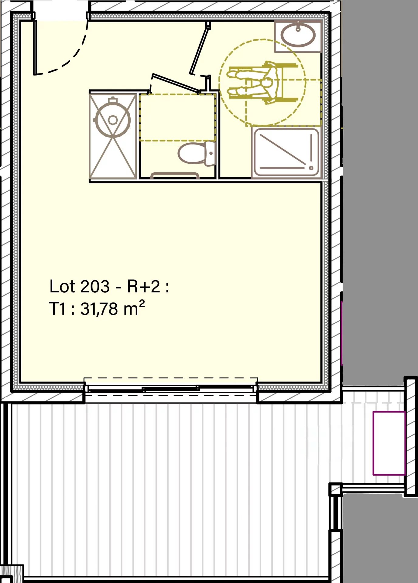 Solenzara : Appartement T1 de standing avec terrasse, vue mer