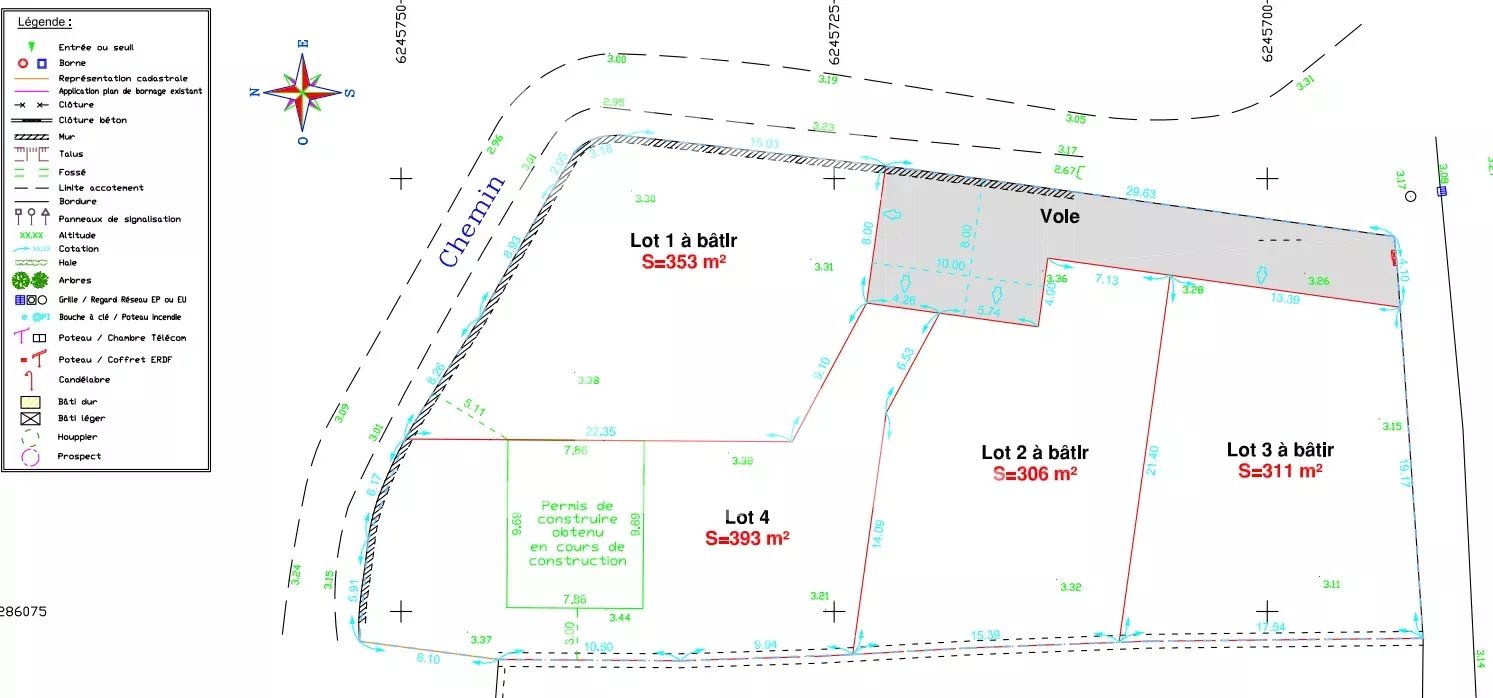 TERRAIN 311 m² ET 306m²