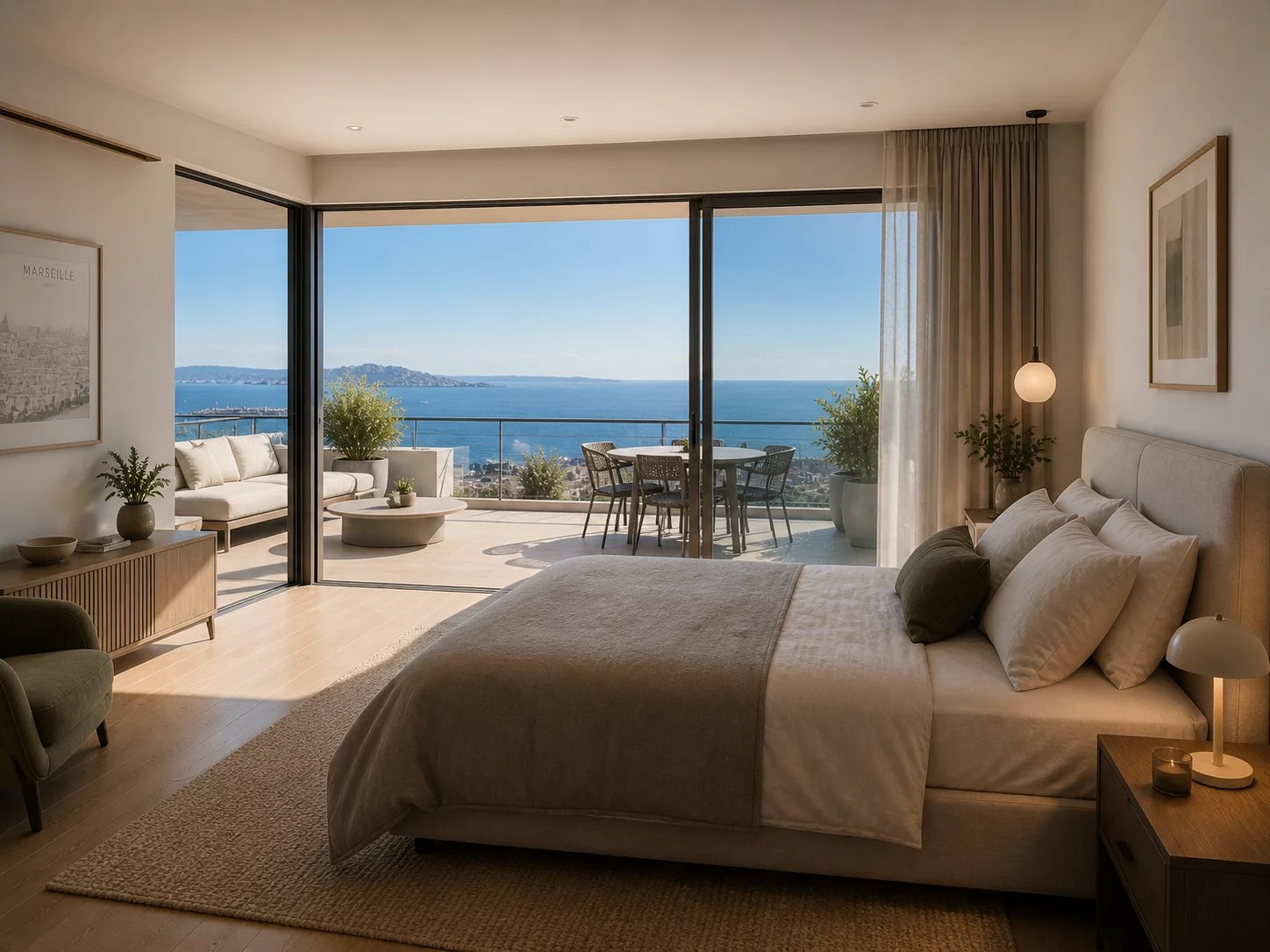 Vue mer exceptionnelle – T3 neuf avec terrasse + 2 parkings à Marseille - Photo 2