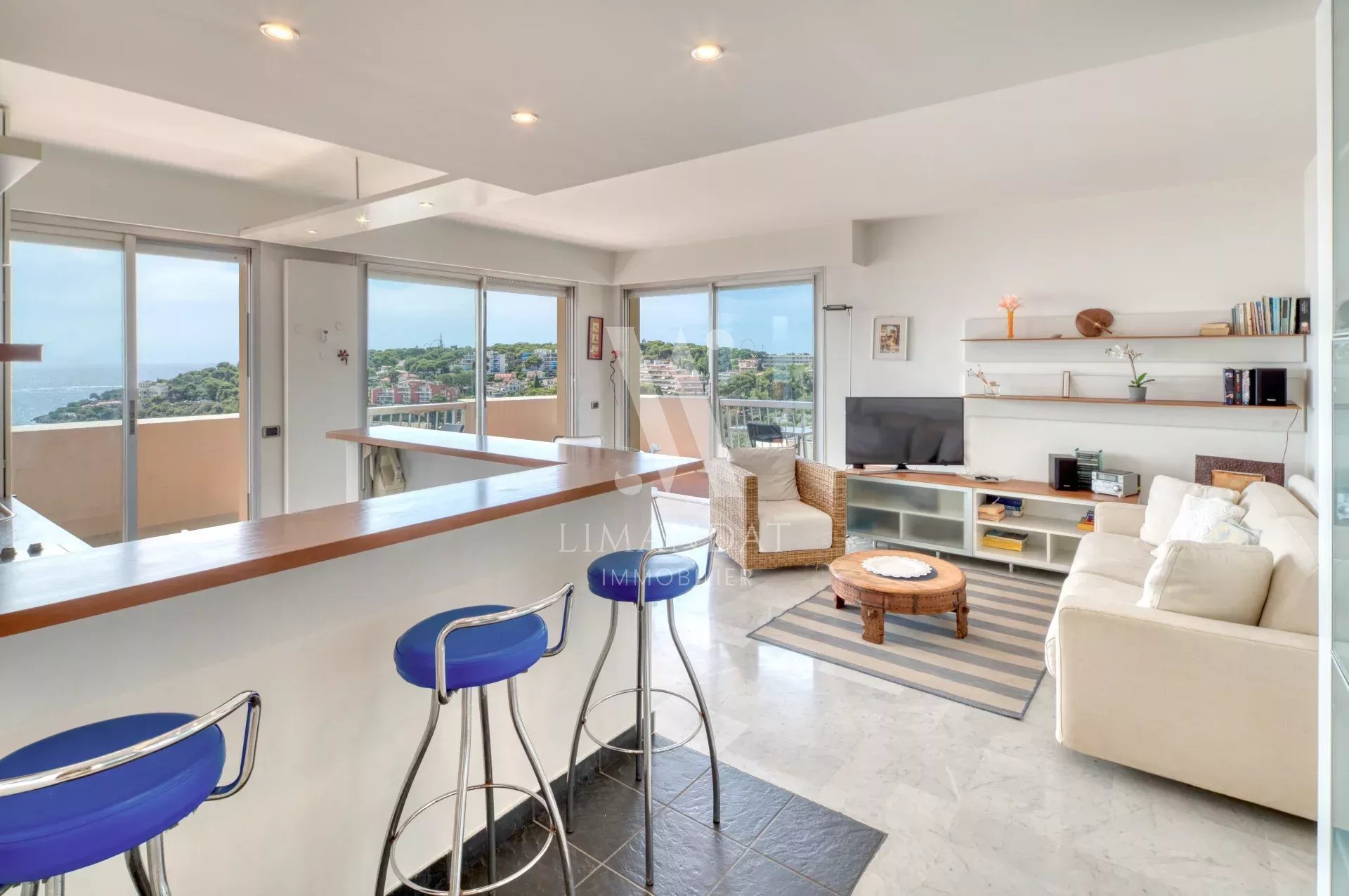 Roquebrune Cap Martin - 2 rooms 56 m2, corner terrace 33m2 sea view, cellar, parking