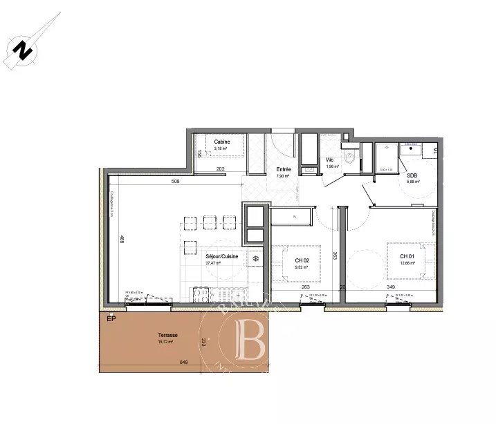 New Apartment - Montriond École T3+ | 68 m² | Garden Level with Terrace, Parking, and Cellar Accommodation in Les Gets