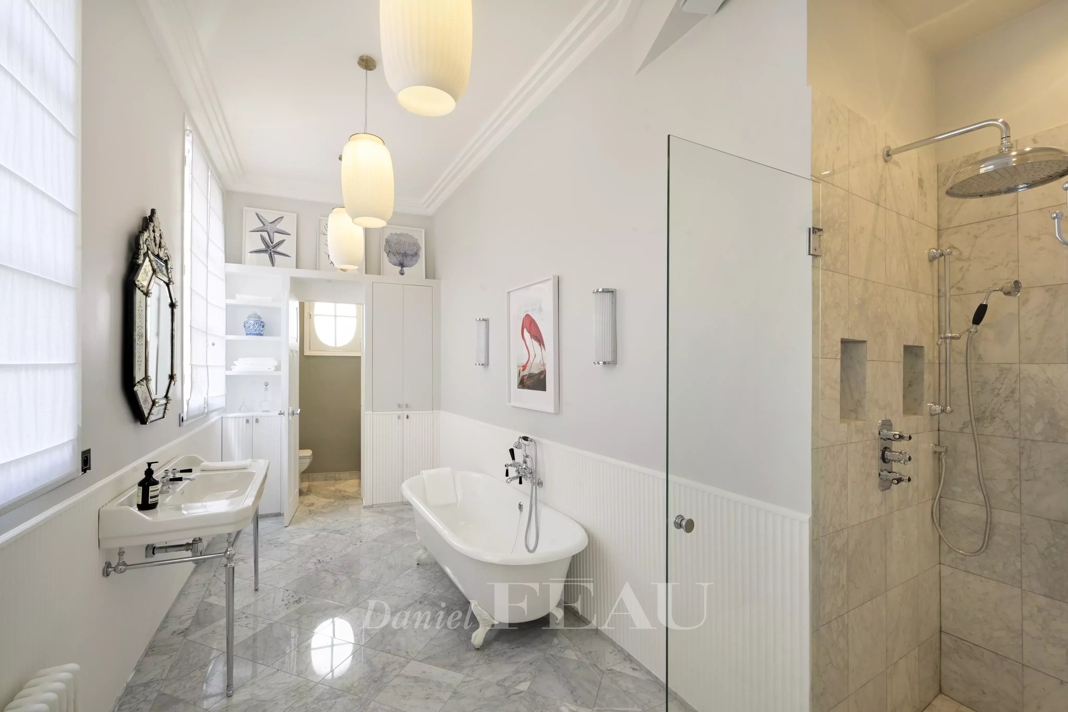 bathroom with bathtub and shower
