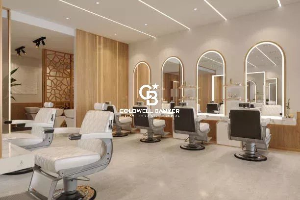 Luxury Hairdressing And Beauty Salon Interior With Chairs, Mirrors And Spotlights