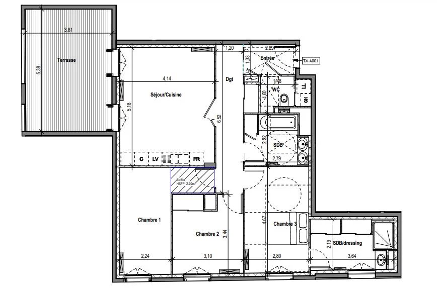 Appartement 85 m² avec terrasse - Albigny-sur-Saône