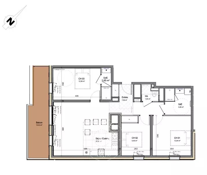 New Apartment - Montriond École T4 | 80 sq m | 1st Floor with Balcony, Parking, and Cellar Accommodation in Les Gets