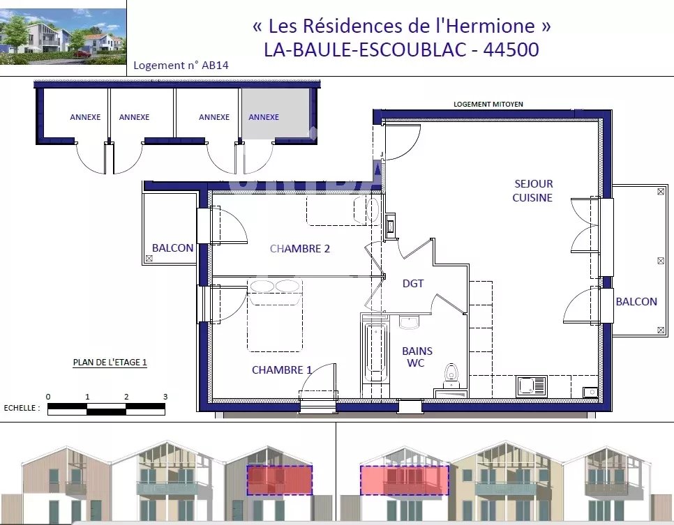 LA BAULE - T3 de 60 m² hab.