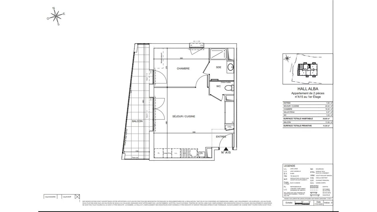 Annemasse - A vendre T2  Neuf  39.60m²  - 1er étage