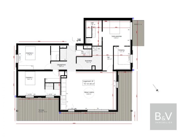 132 m² 4-room apartment with 43 m² terrace — photo 3