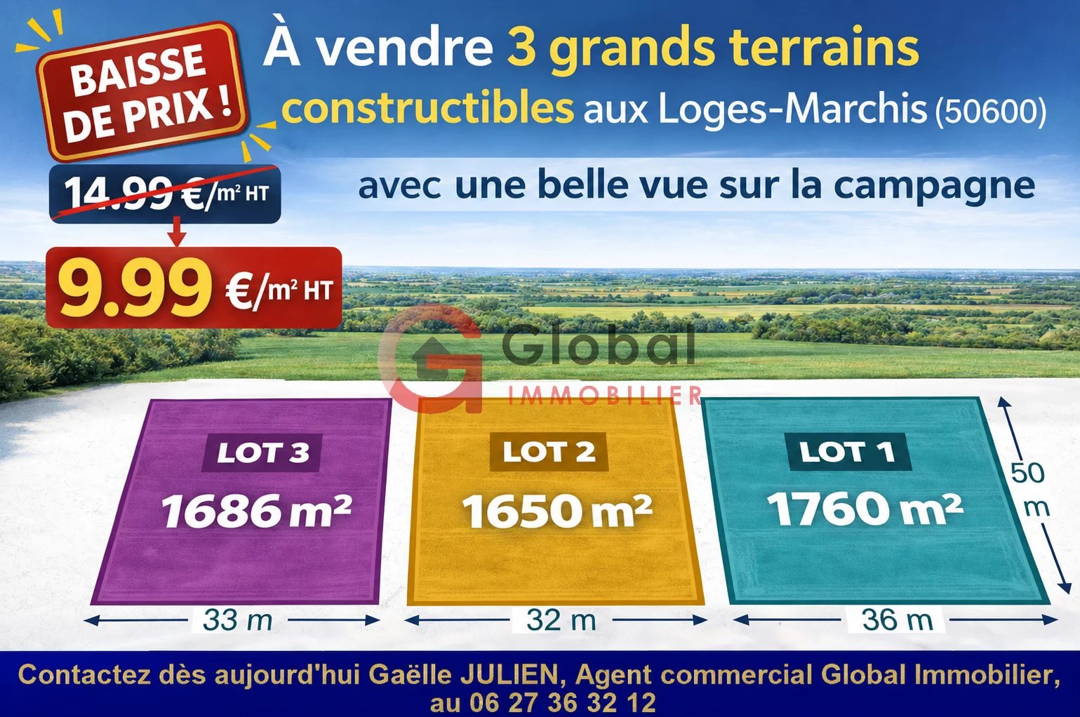 Grands Terrains constructibles à partir de 1 650 m2 aux Loge