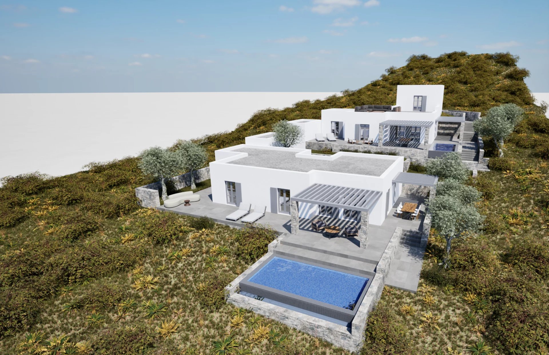 FOR SALE – PLOT WITH PERMIT FOR 2 VILLAS AND SEA VIEW – PAROS ISLAND