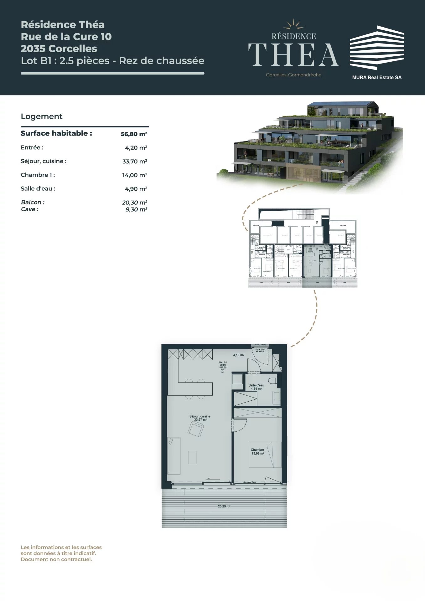 Appartement de 2.5 pièces à Corcelles avec vue lac et alpes