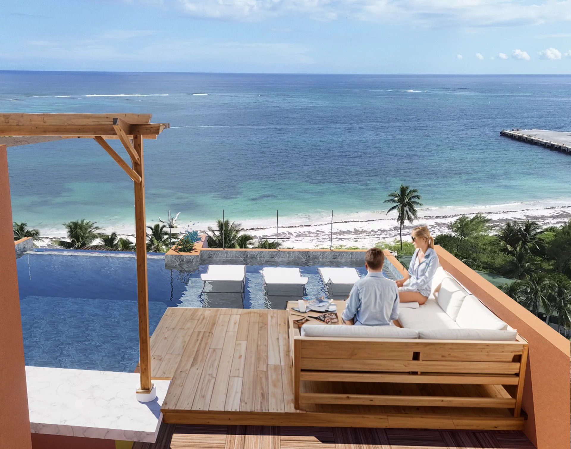 Prévente appartement 1 chambre vue mer | 100m de la plage & rooftop avec piscine | Puerto Morelos