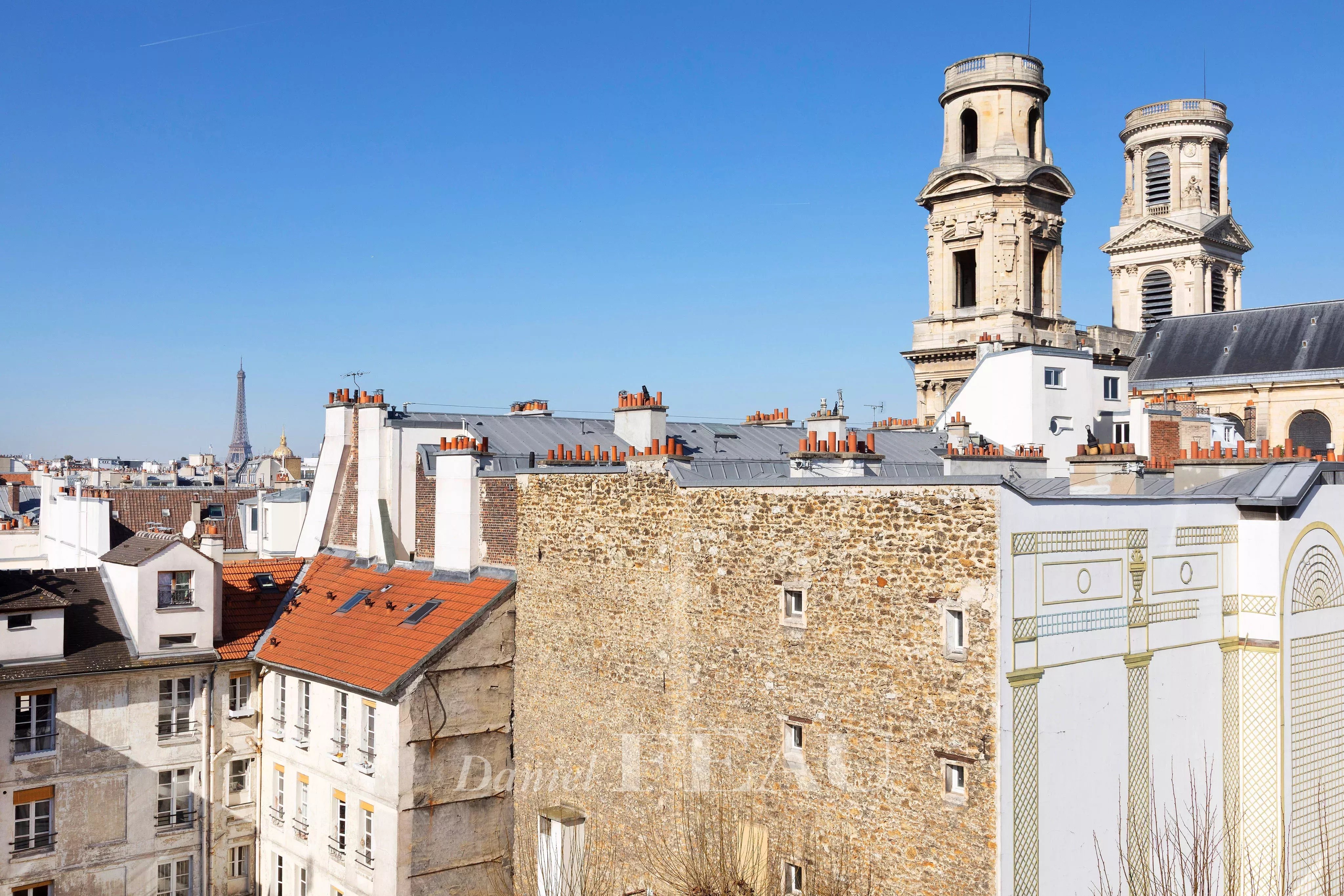 Vue Eglise Saint-Sulpice et Tour Eiffel