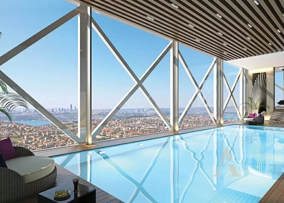 Luxurious Studio in Ümraniye with Panoramic Pool Views