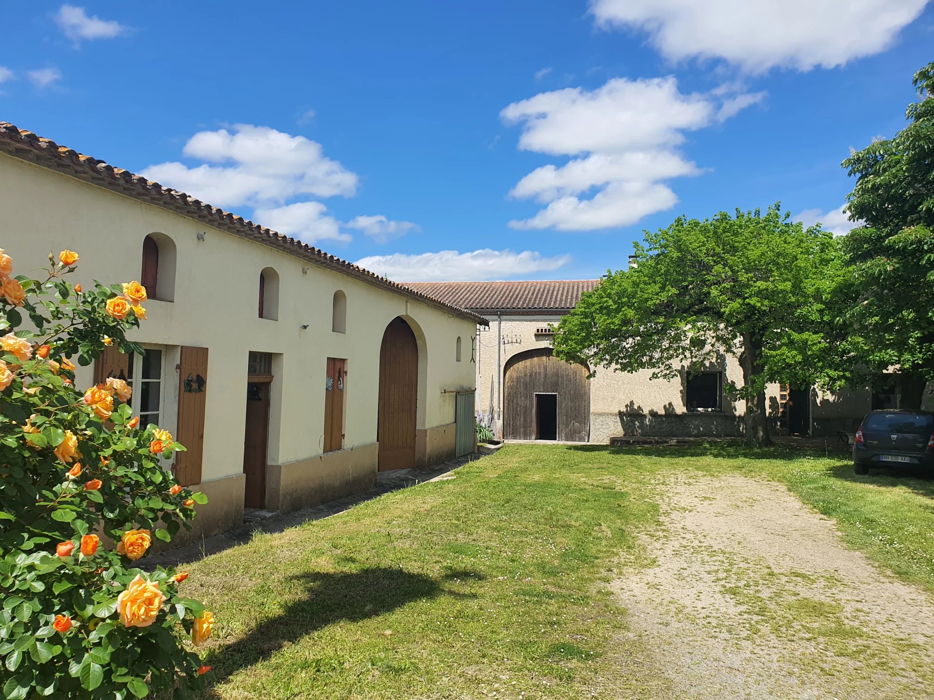 Stone property with two large barns