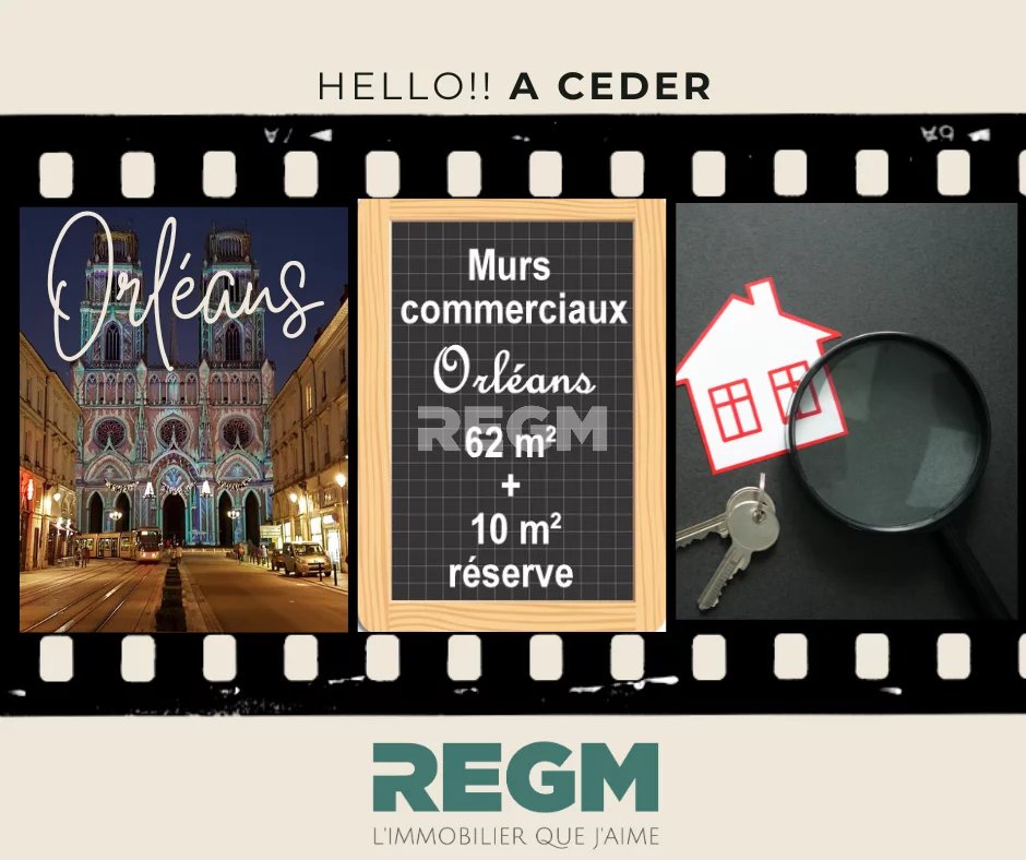 ORLEANS (45) - MURS COMMERCIAUX - 62 m2 + 10 m2 réserves sec
