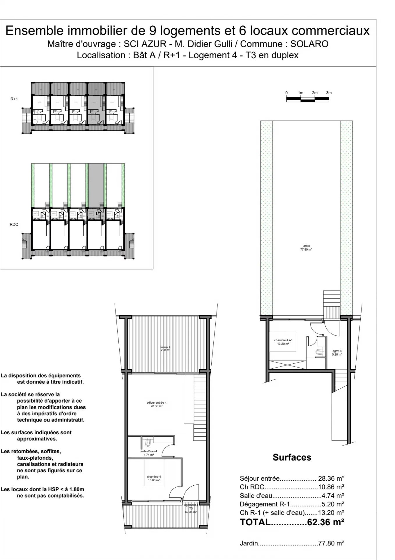 Solaro : Appartement T3 en duplex avec jardin