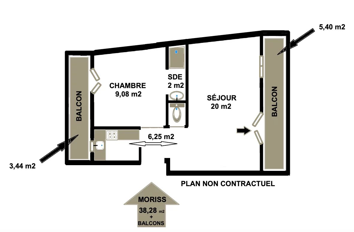 MAIRIE DE MONTREUIL - APPARTEMENT DE 2 PIÈCES 38,28 m2 AVEC 2 BA - Image 1