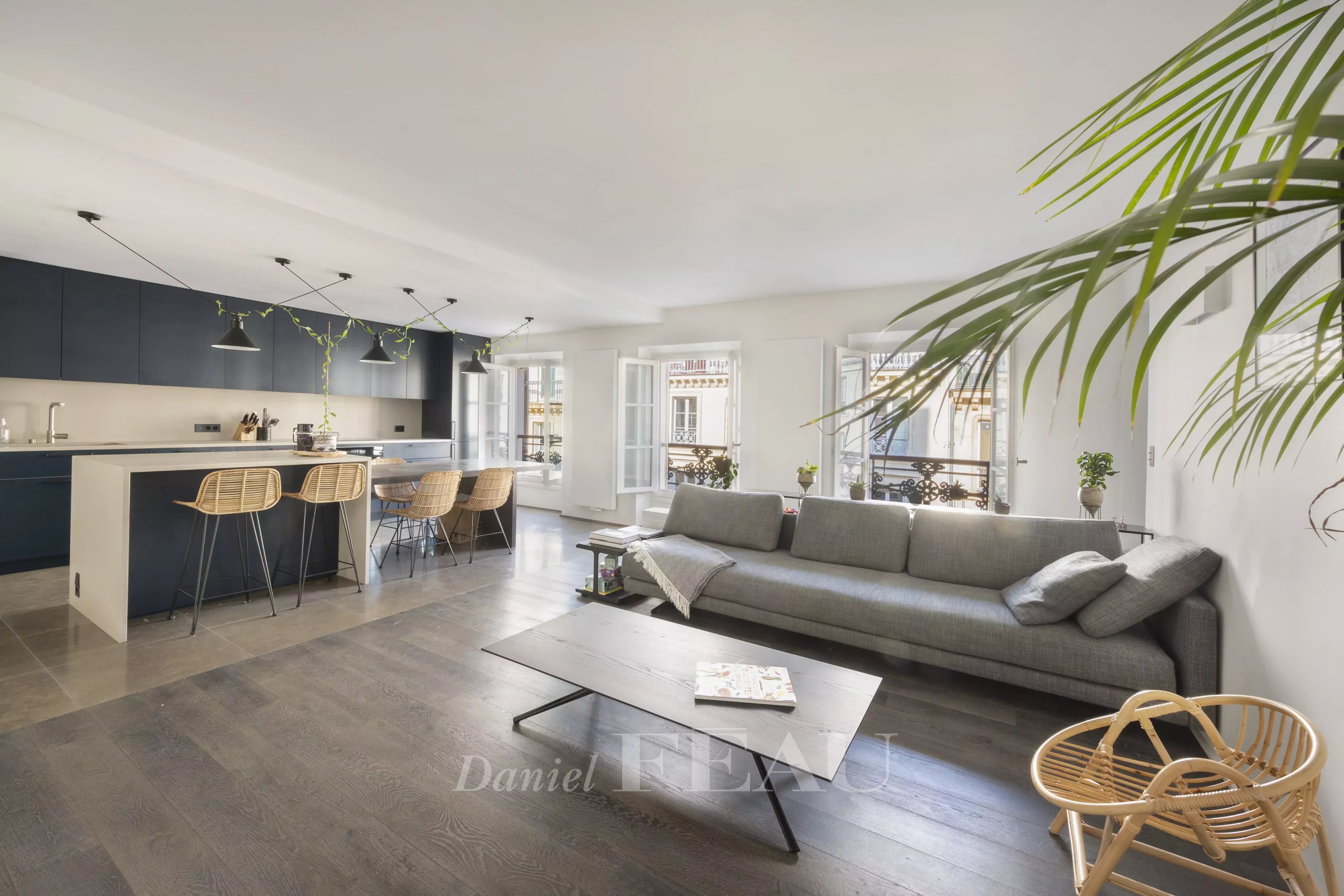Living room with open kitchen
