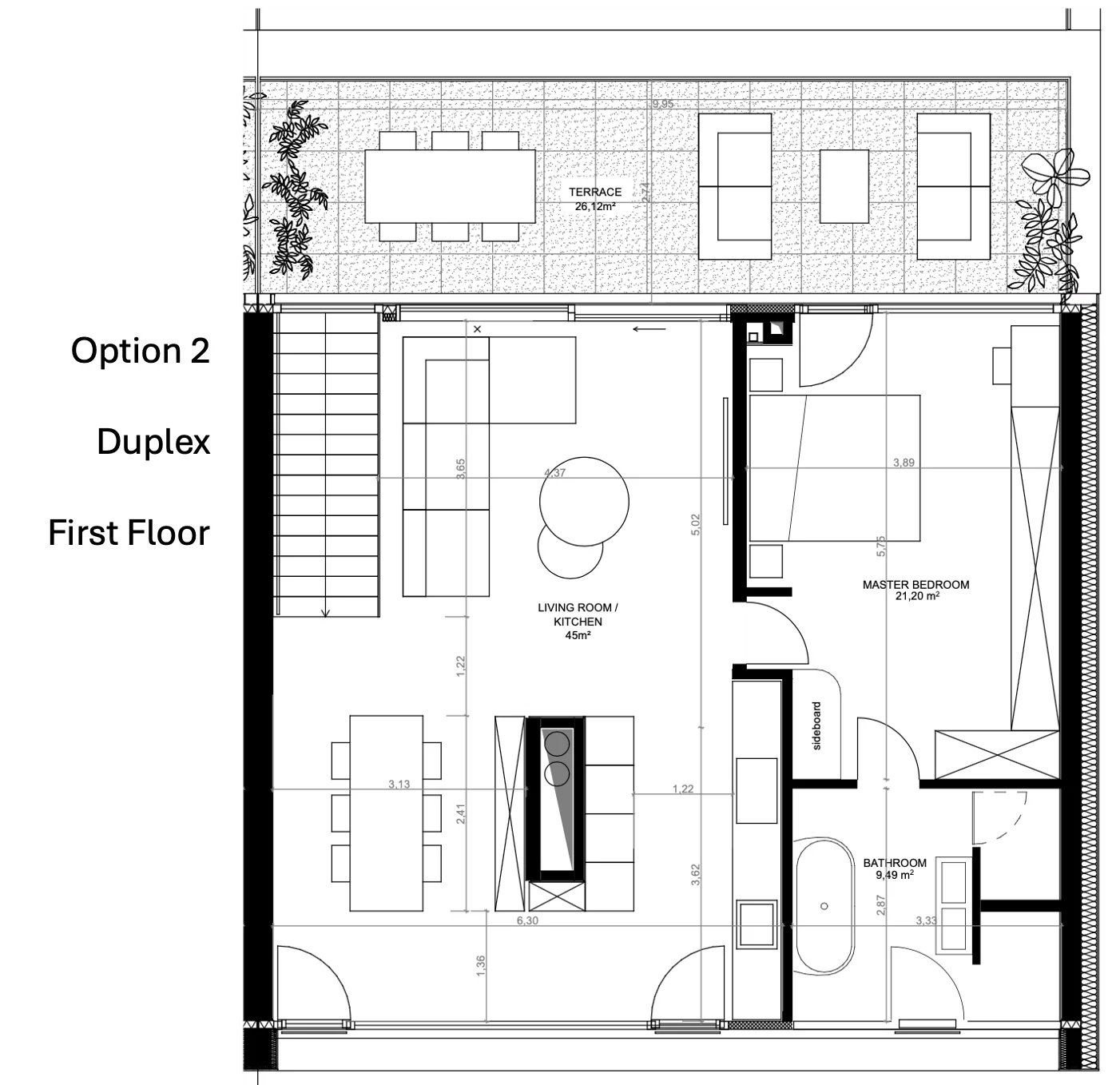 Superbe duplex avec deux terrasses offrant une vue sur Eich