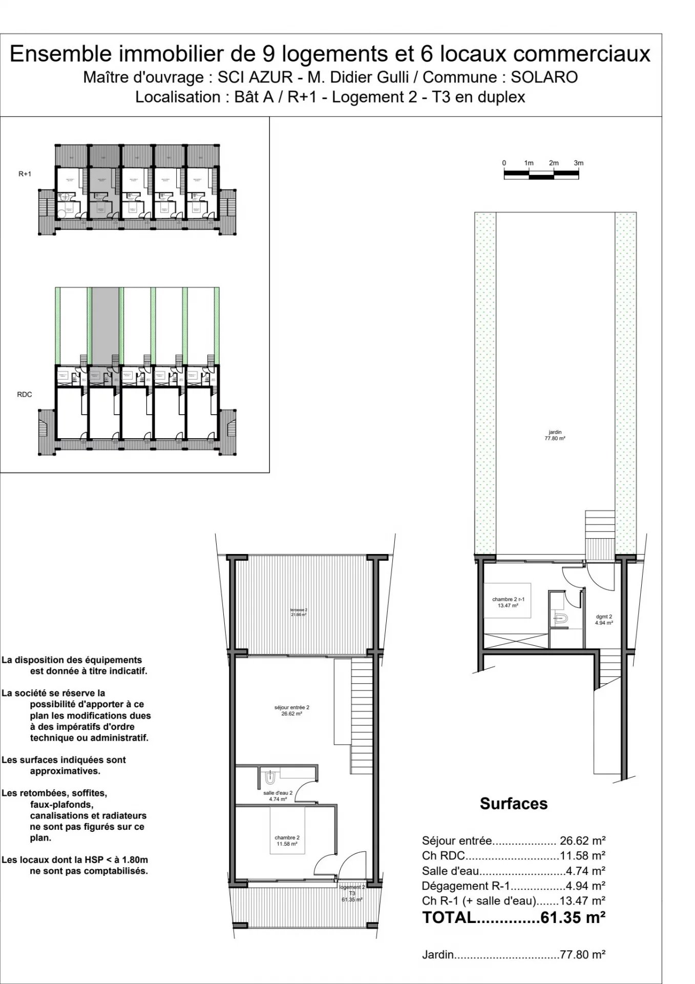 Solaro : Appartement T3 en duplex avec jardin