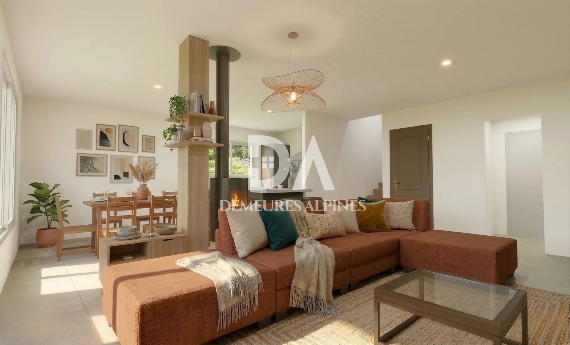 Salon spacieux et lumineux avec un mobilier contemporain et une décoration élégante.