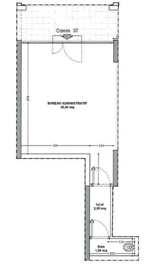 Bureau avec vitrine et vue sur Port Fontvielle