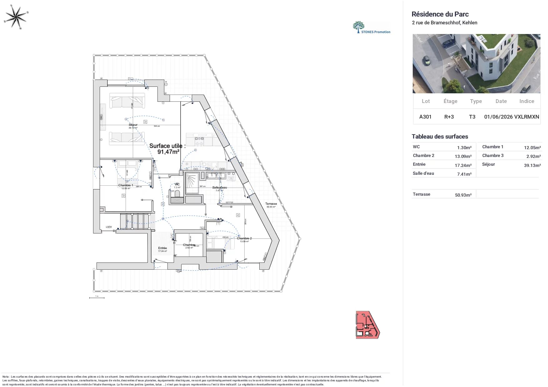 A VENDRE  - Penthouse 2 chambres à coucher  - KEHLEN