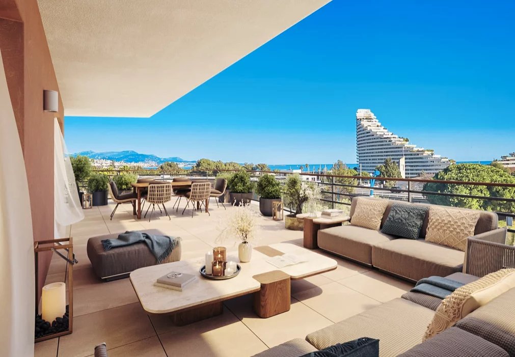 VILLENEUVE LOUBET Plage - Côte d'Azur - vente appartement 4 pièces neuf - Dernier étage - Terrasse 57M2 - Vue mer