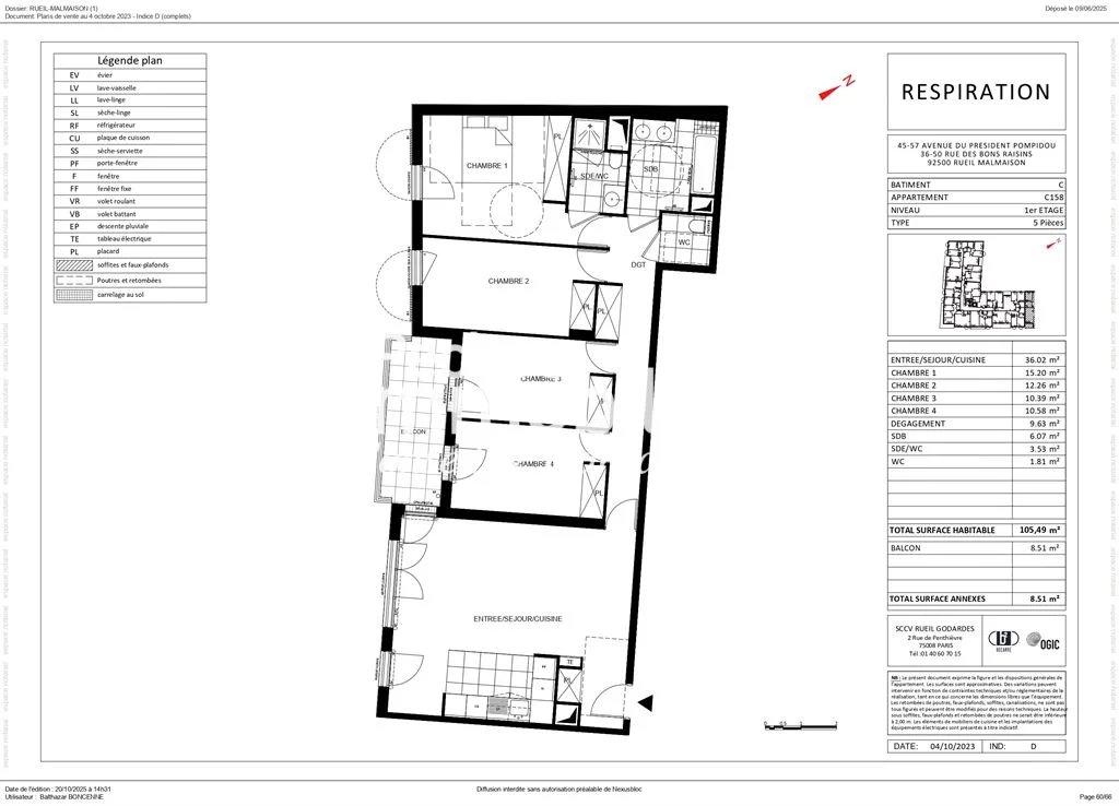 Appartement 5P récent dans une copropriété de standing