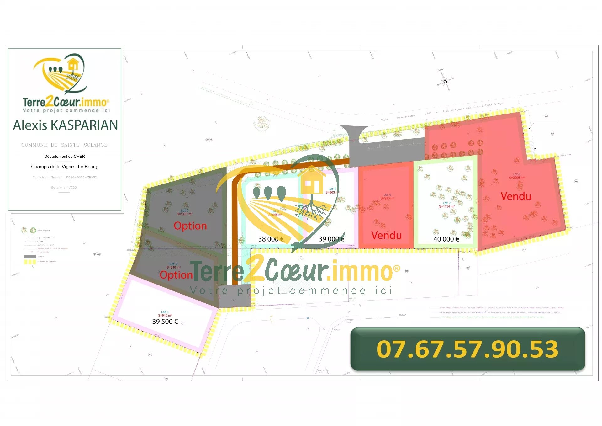 Terrains à bâtir 810 à 1134 m² – Sainte-Solange (18220) proche SAINT GERMAIN DU PUY