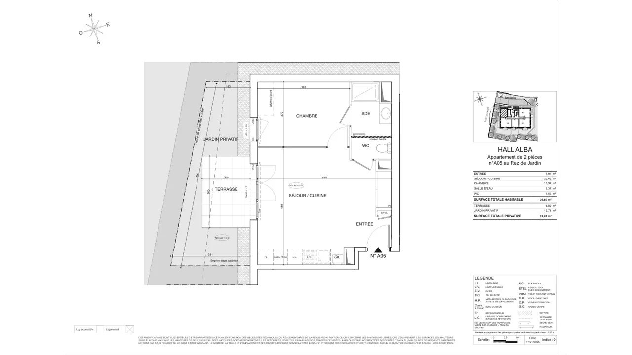 Annemasse - A vendre T2  Neuf  39.60m²  Rez-de-chaussée avec terrasse et jardin privatif