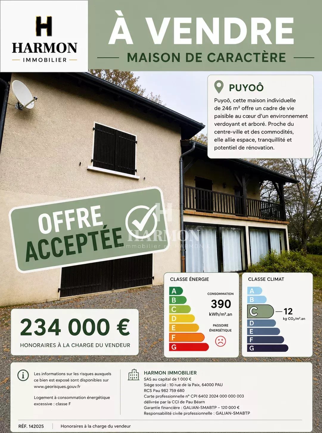 HARMON À VENDRE - CHARACTER HOUSE WITH LARGE WOODED GROUNDS IN PUYOÔ