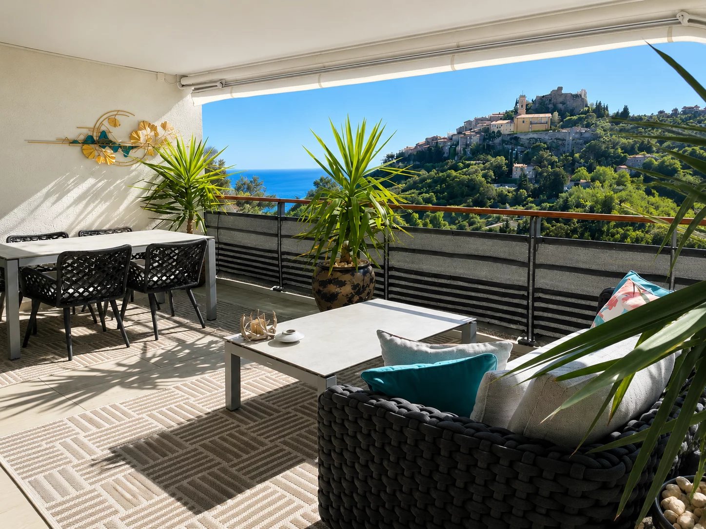 Èze – Appartement 4 pièces avec vue mer, terrasses, sauna privatif et double garage
