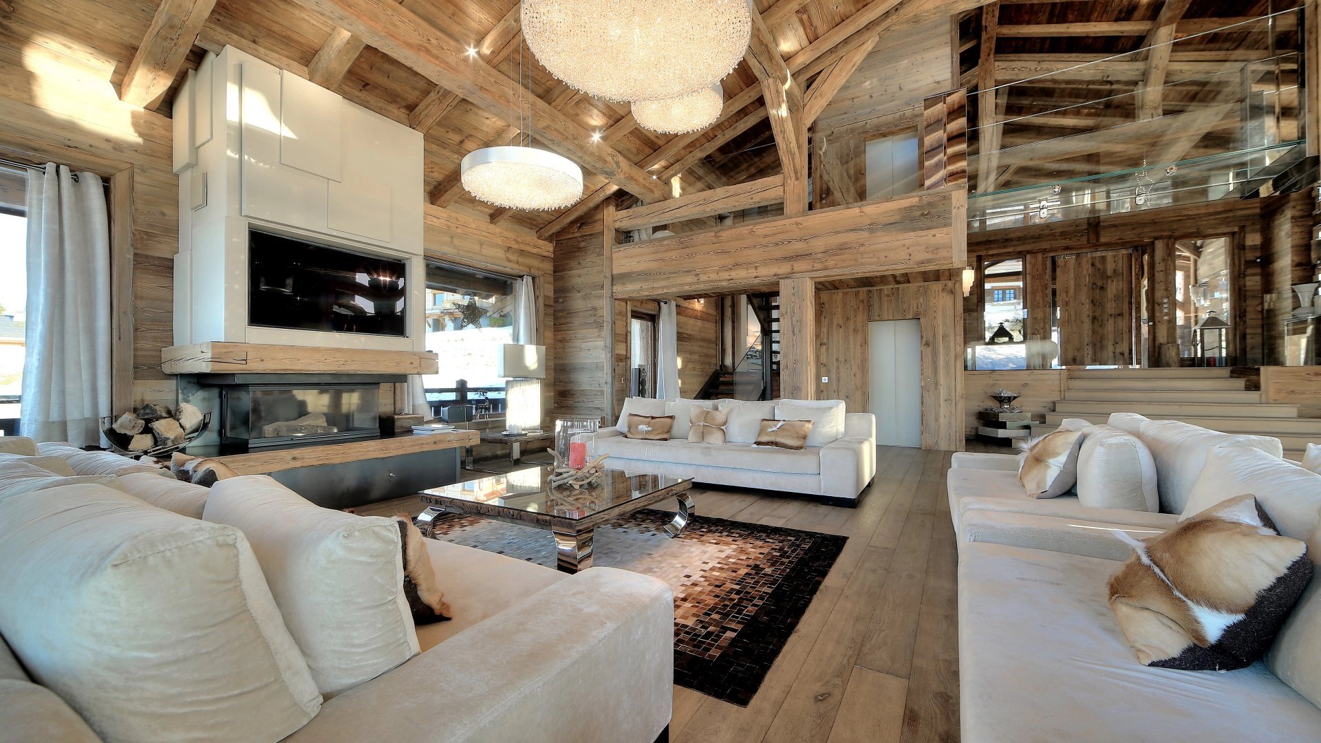 Living-room Natural light High ceiling Fireplace Wooden floor