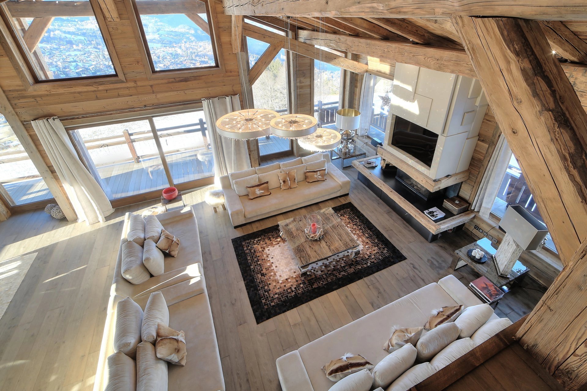Living-room Natural light High ceiling Wooden floor
