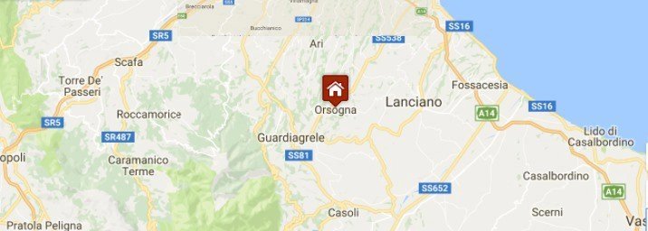 Typiskt Abruzzo-radhus i den historiska delen av Orsogna. Ca 145 kvm, 4 rum o kök, 2 badrum. 25 min till havet.