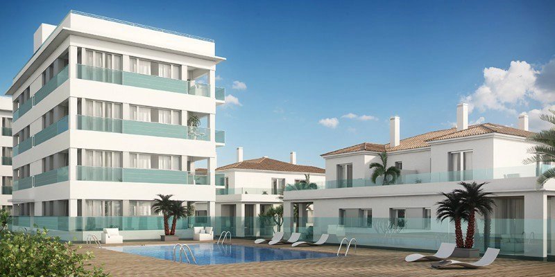 Nyproduktion, lyxiga lägenheter med havsutsikt i Villamartin, 3 km från strand.
2-3 sovrum. Garage + förråd inkl. Stor trädgård med pool m.m.
