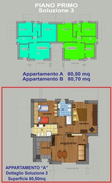 Nybyggd lägenhet i Porto Sant'Elpidio på två våningar. ca 80 kvm, 3 rum, 2 sovrum och 2 badrum.
