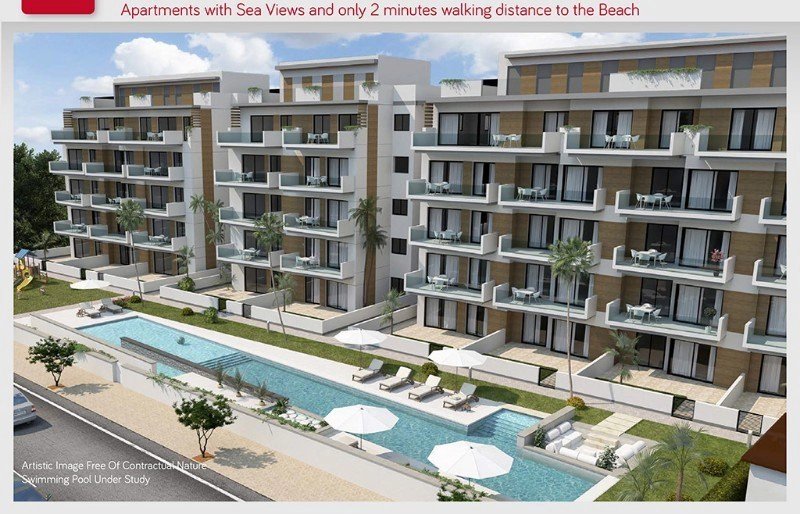 Nyproduktion; exklusiva moderna lägenheter nära stranden 2-4 sovrum.
30 min fr flygplatsen. Inflyttning början 2020 Stort poolområde. Garage m.m.